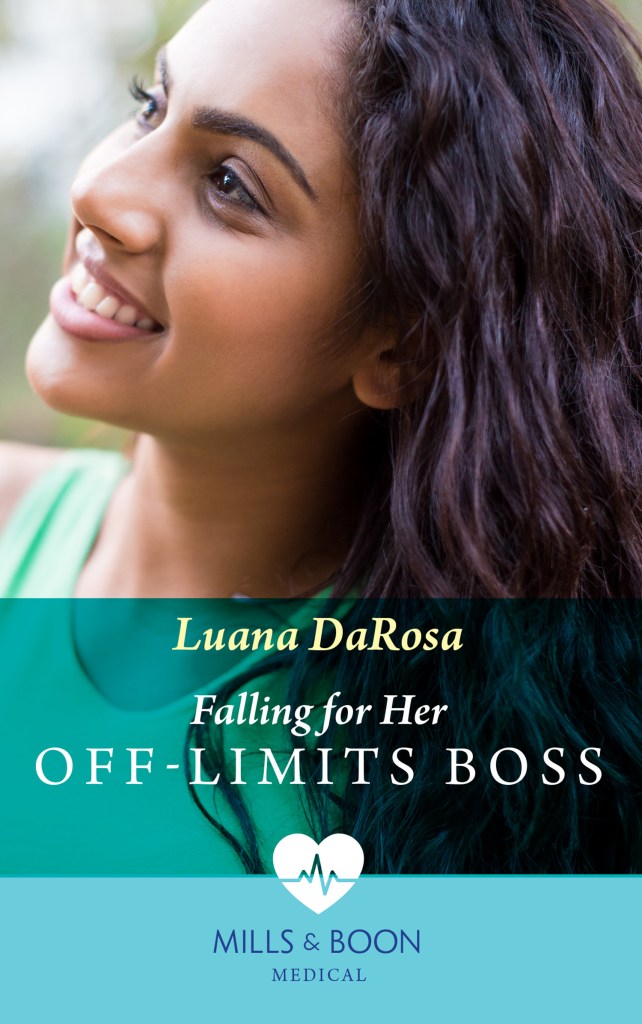 Cover of Falling for Her Off-Limits Boss by Luana DaRosa, woman smiling off to the side